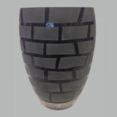 Black Frosted Wall Design on Mouth Blown European 12" Crystal Vase - Eva Essentials